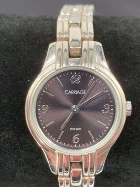 Carriage By Timex Womens Analog Watch Stainless Steel Band Black Dial Water Resi